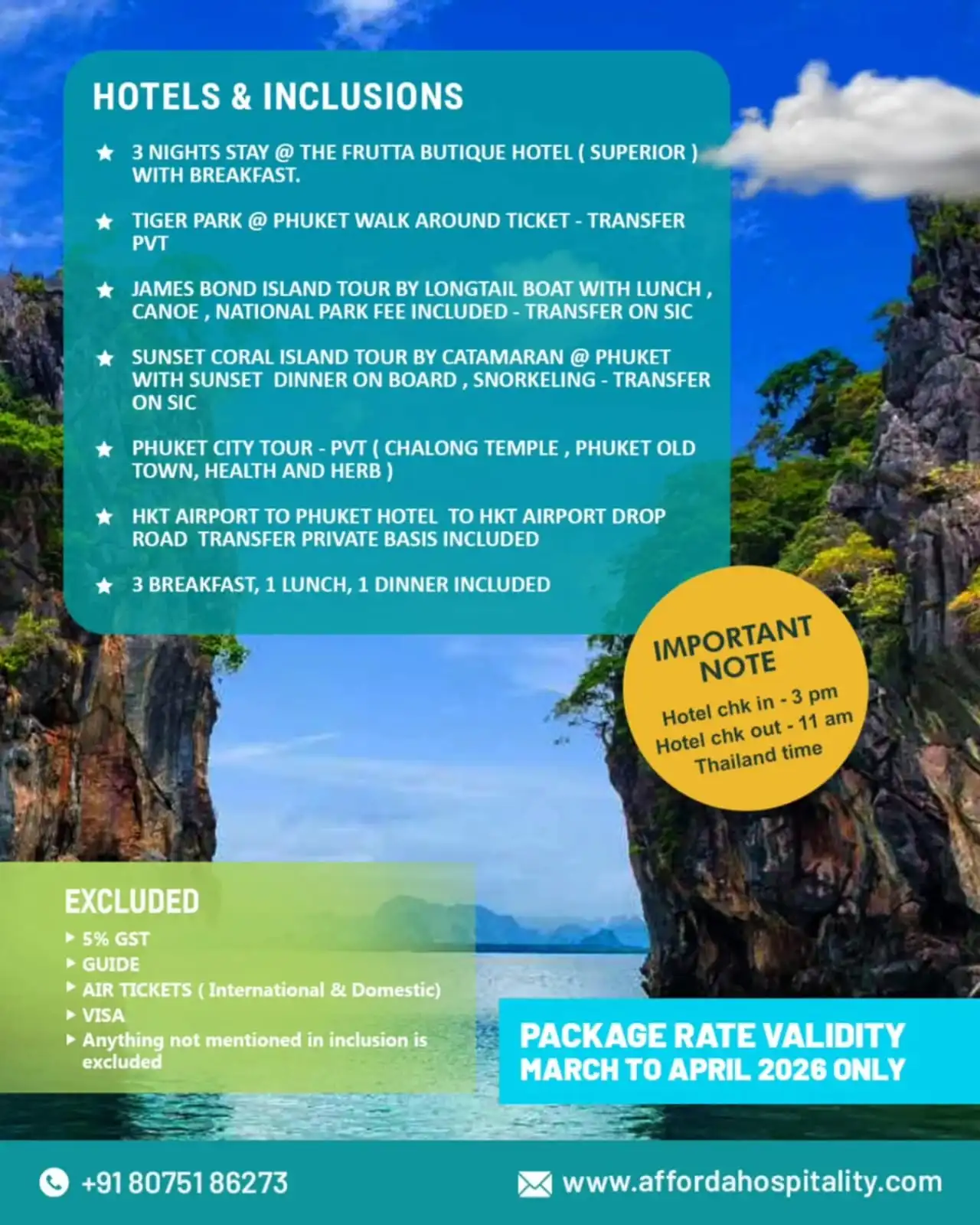 Phuket 3 Nights 4 Days Tour Package Itinerary Flyer