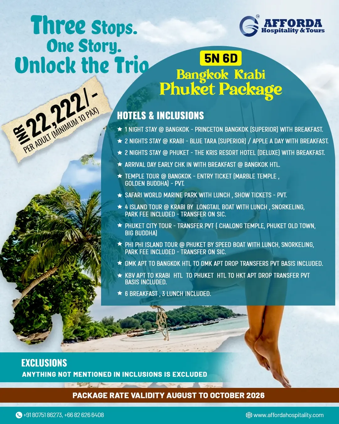 Thailand Tour Packages from Kochi Bangkok Krabi Phuket 5N/6D